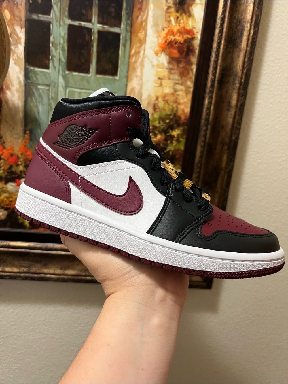 Jordan 1 Mid SE Black Dark Beetroot (Women's) sneakers